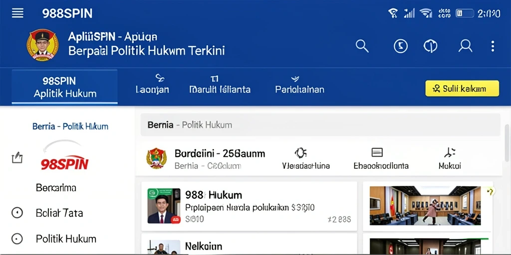 Antarmuka aplikasi 988SPIN untuk berita politik hukum.