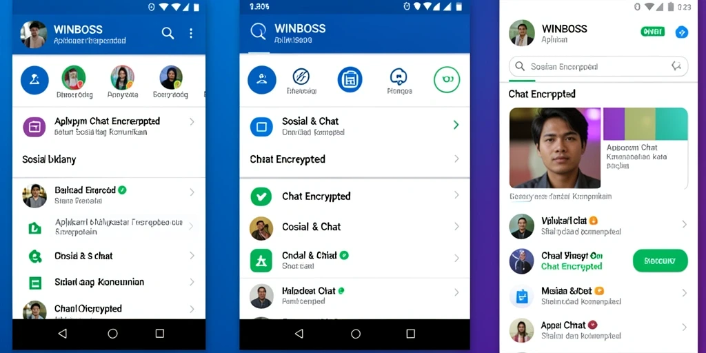 Antarmuka pengguna WINBOSS yang sederhana dan fungsional untuk chatting aman.