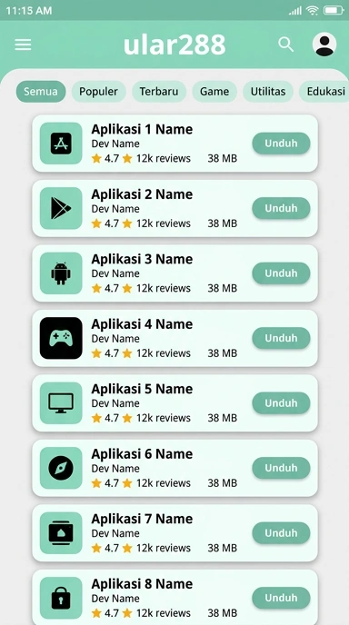 Tampilan katalog aplikasi ular288